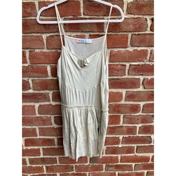 Free People Beach Noelle Women's Spaghetti Strap Tiered Mini Dress beige Medium - Picture 4 of 9